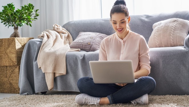 woman working on a laptop